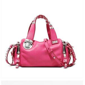 NWT! Marc Jacobs The Studded Pushlock Mini Satchel Leather -Magenta Hot Pink